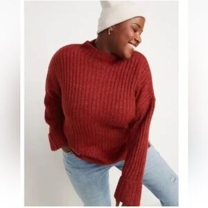 NWT Old Navy Mock-Neck Rib-Knit‎ Tunic Sweater Rust Womens Size XLP (H)